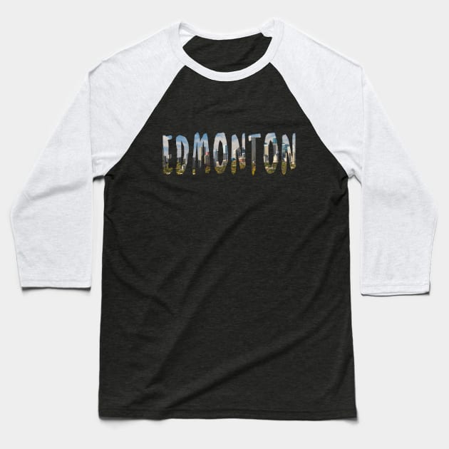 Edmonton City Skyline Baseball T-Shirt by swiftscuba